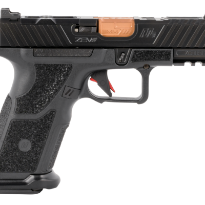 ZEV OZ9CXCPTBBRZ OZ9 Elite Compact 9mm Luger Caliber with 17+1 Capacity, Bronze Barrel, Black Picatinny Rail Frame, Serrated/Optic Cut Black Stainless Steel Ported Slide & Black X Polymer Grip