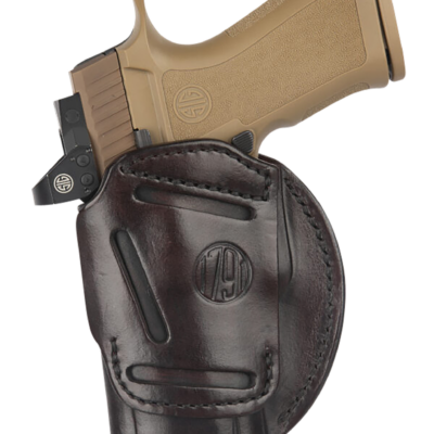 1791 Gunleather 4WH6SBRR 4-Way  IWB/OWB Size 06 Signature Brown Leather Belt Clip Compatible w/ Glock 21/Sig P225 Ambidextrous