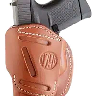 1791 Gunleather 4WH2CBRR 4-Way  IWB/OWB Size 02 Classic Brown Leather Belt Clip Compatible w/Ruger LCP/S&W Bodyguard/Glock 42/43/43X  Right Hand