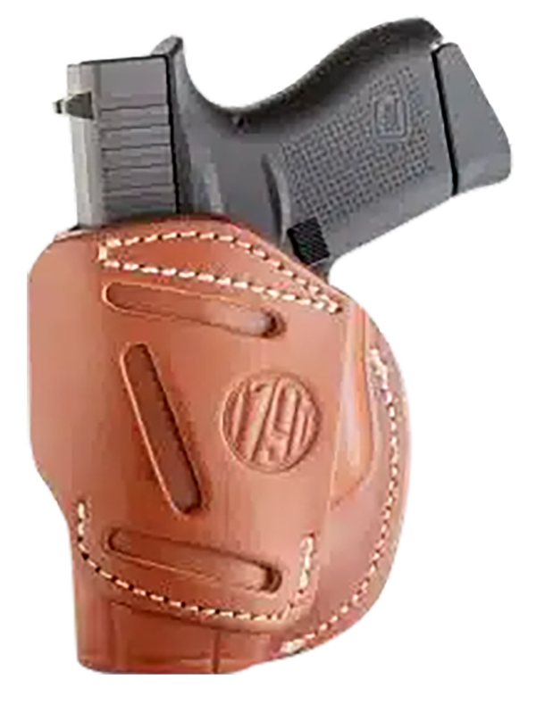 1791 Gunleather 4WH2CBRR 4-Way  IWB/OWB Size 02 Classic Brown Leather Belt Clip Compatible w/Ruger LCP/S&W Bodyguard/Glock 42/43/43X  Right Hand