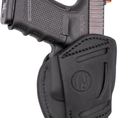 1791 Gunleather 4WH2SBLL 4-Way  IWB/OWB Size 02 Stealth Black Leather Belt Clip Compatible w/Ruger LCP/S&W Bodyguard/Glock 42/43/43X Left Hand