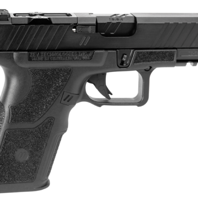 ZEV OZ9XDUTYSS OZ9 Duty Compact X 9mm Luger 17+1 4", Black, Serrated Stainless Steel Slide with Optic Cut, X-Grip Polymer Frame with Picatinny Rail, Fiber Optic Combat Sights