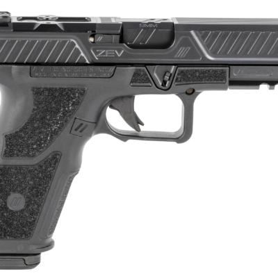 ZEV OZ9-STD-COMBAT-B-B OZ9 Combat 9mm Luger Caliber with 4.49" Barrel, 17+1 Capacity, Black Finish Picatinny Rail Frame, Serrated/Optic Cut Black DLC Stainless Steel Slide & Polymer Grip