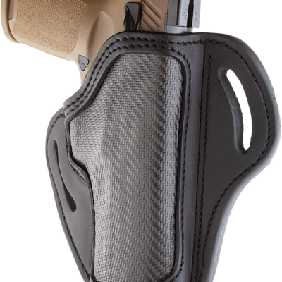 1791 Gunleather CFBH24SBLR BH2.4  OWB Open Top 2.4 Stealth Black Carbon Fiber/Leather Belt Slide Fits Walther PPQ/Sig P320/Springfield XD-M